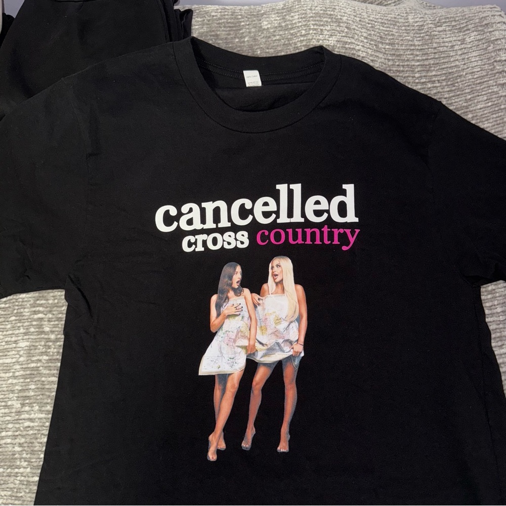 Tana and Brooke 'Cancelled Cross Country' tour t-shirt